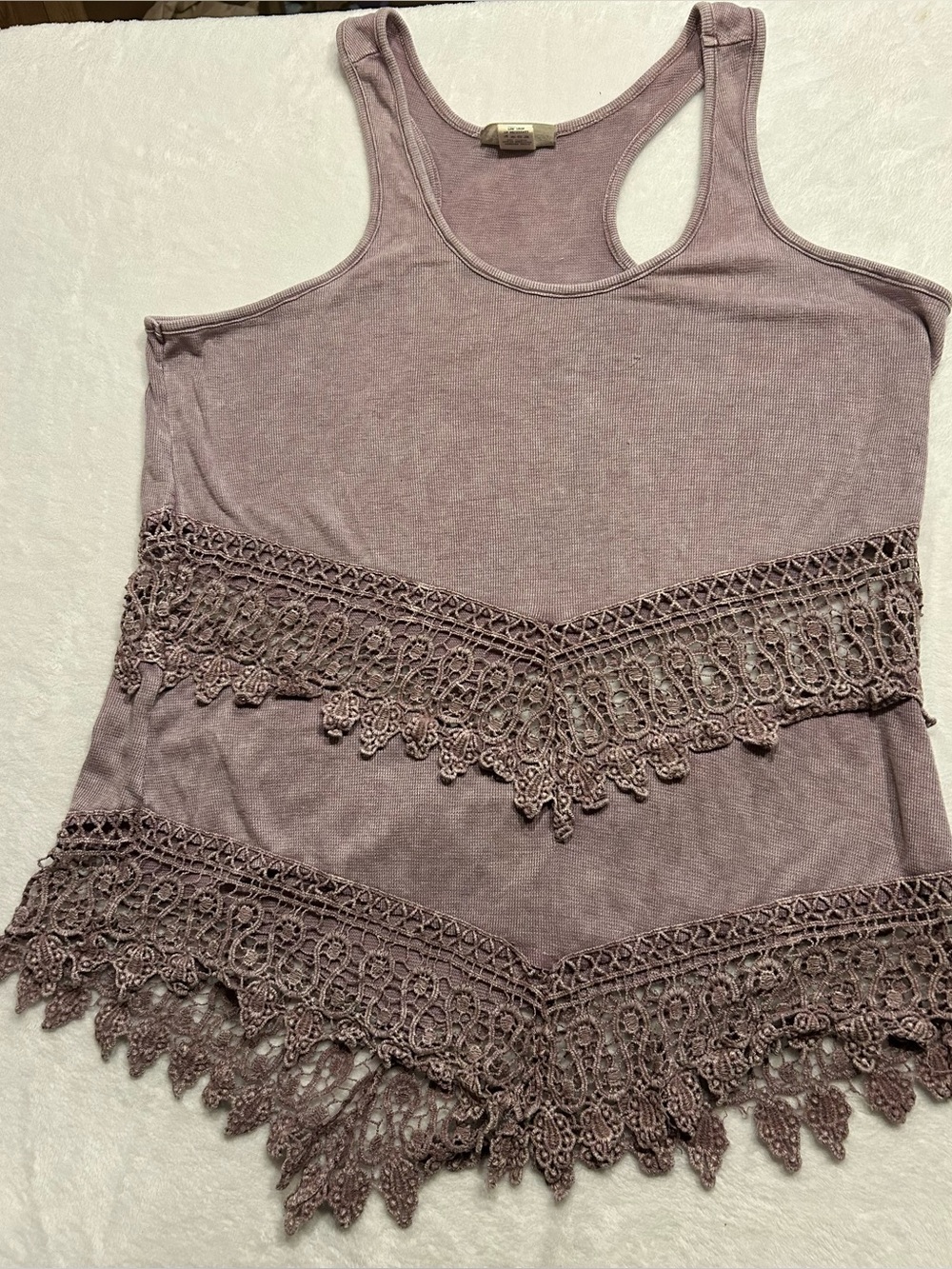 gimmicks by BKE Women's Purple Lace Trim Racerback Boho tank top L
